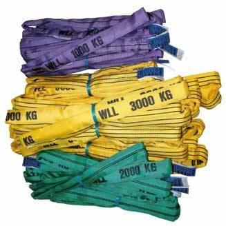 Rundschlingen in Lila, Gelb und Grün mit Tragfähigkeiten von 1000, 2000 und 3000 kg