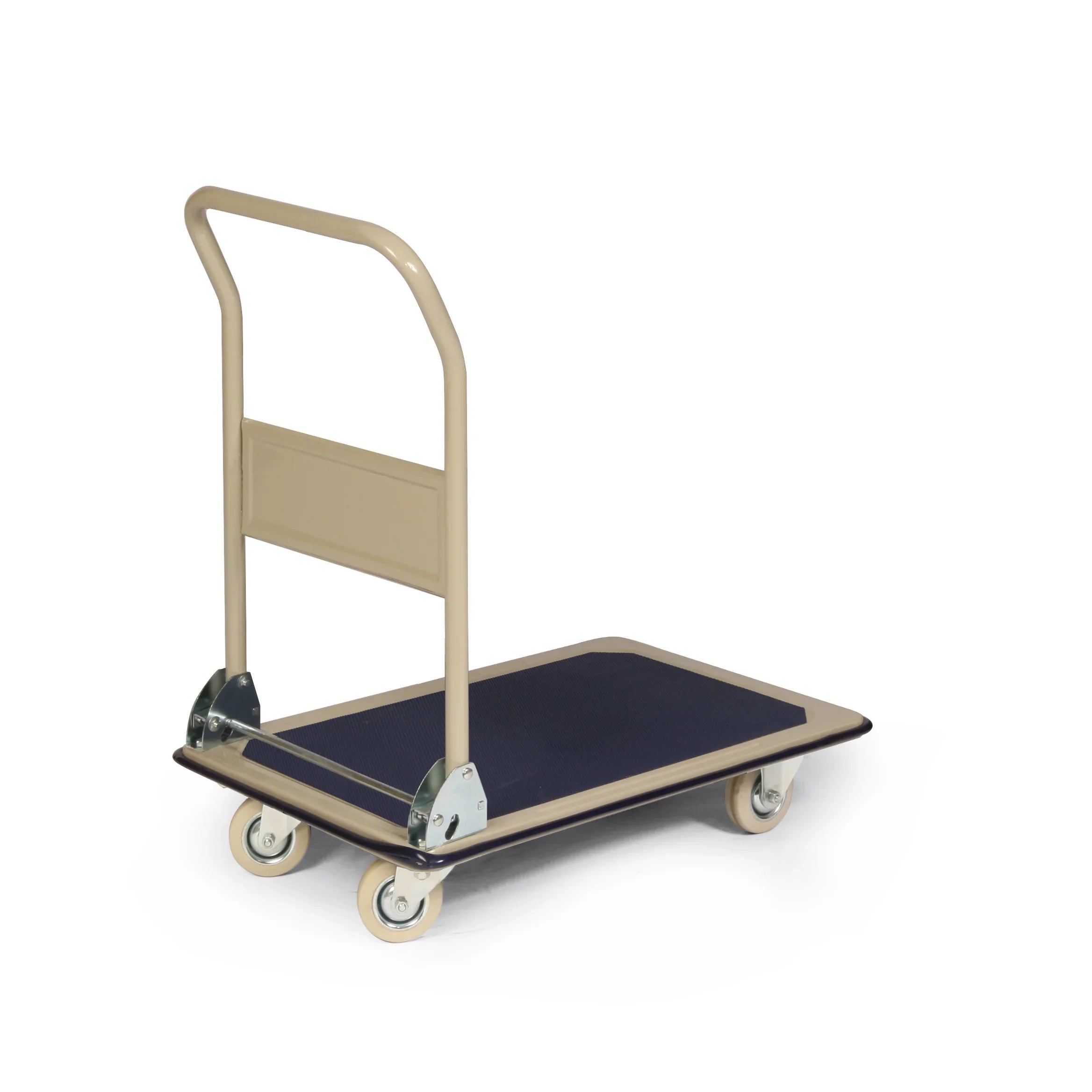 Magazinwagen mit Stahlrahmen und großer Ladefläche auf vier Rollen, ideal für Transportarbeiten