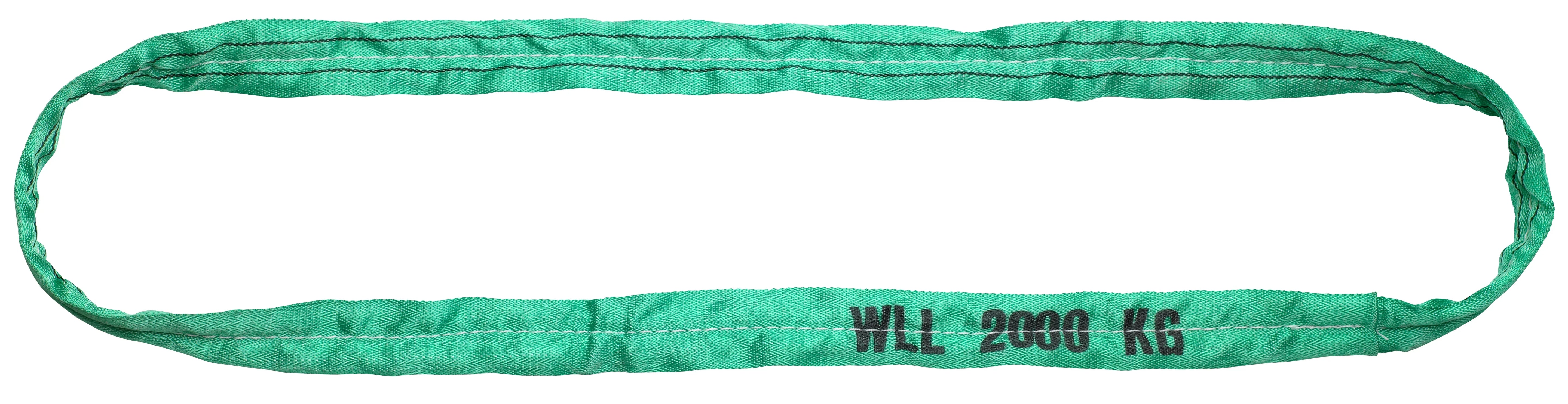 Grünes Rundschlingen Hebeband mit Aufschrift WLL 2000 kg für sicheres Heben