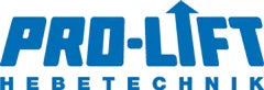 Blaues Logo mit Schriftzug PRO-LIFT Hebetechnik und Aufwärtspfeil, Symbol für Hebetechnik